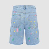 Shorts vaqueros de cintura alta con patchwork de crochet